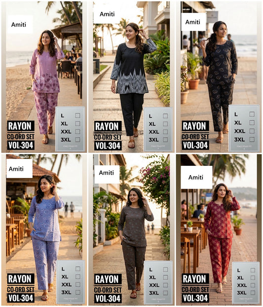 Vol 304 Amiti Reyon Co Ord Set Supplier Gujarat