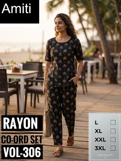 Vol 306 Amiti Rayon Co Ord Set Supplier Gujarat
