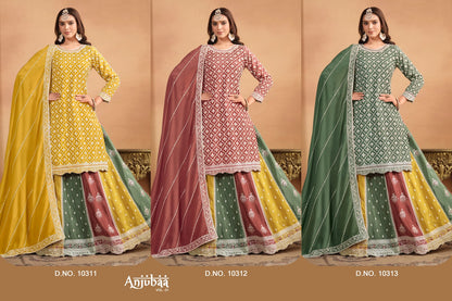 Vol 31 Anjubaa Chinon Peplum Skirt Suits Supplier Ahmedabad
