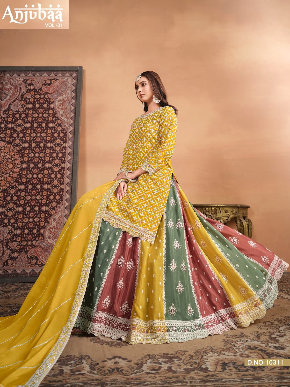 Vol 31 Anjubaa Chinon Peplum Skirt Suits Supplier Ahmedabad