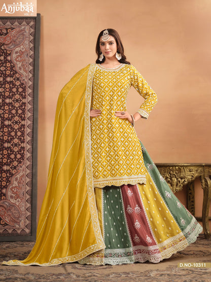 Vol 31 Anjubaa Chinon Peplum Skirt Suits Supplier Ahmedabad