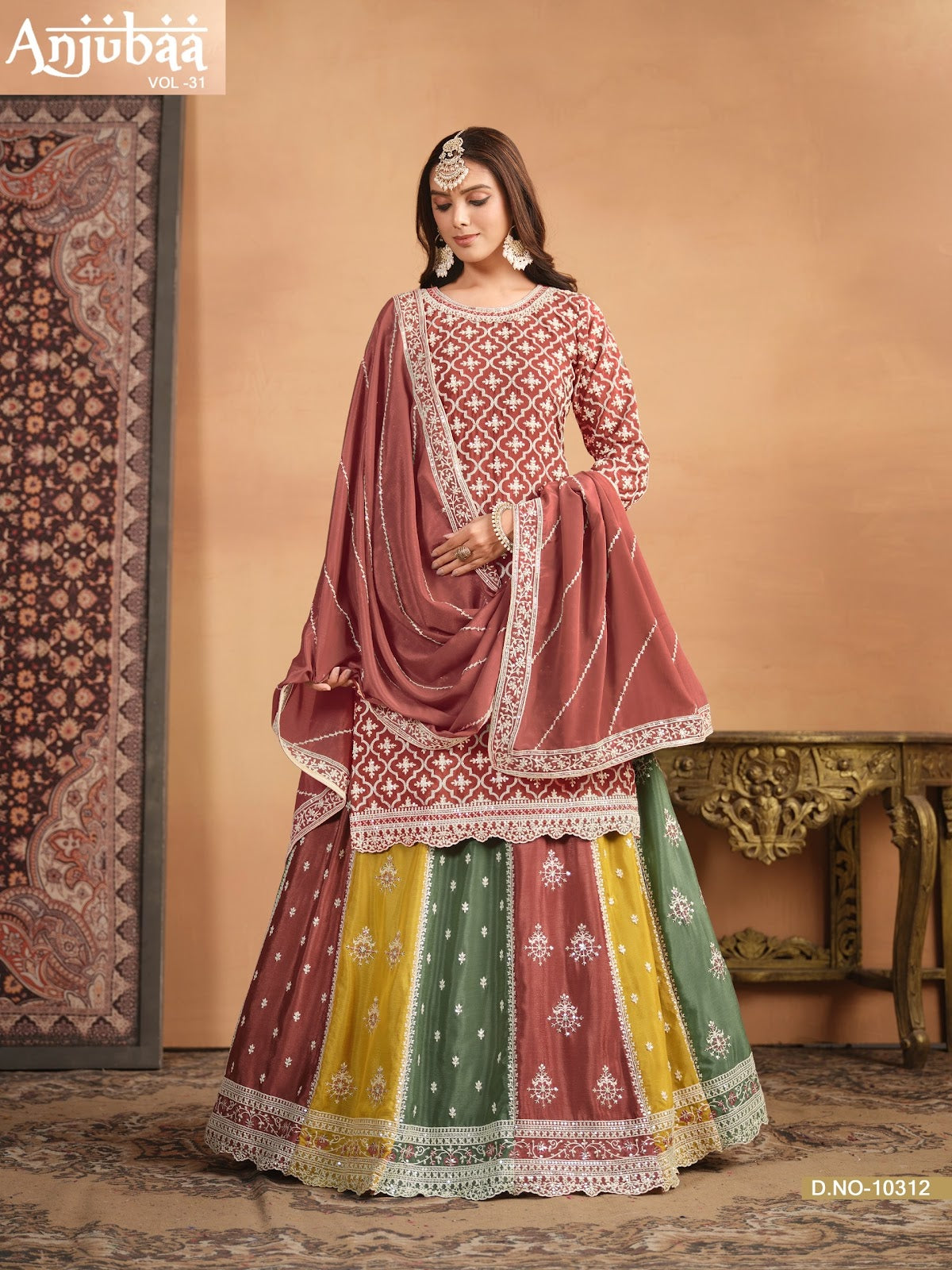 Vol 31 Anjubaa Chinon Peplum Skirt Suits Supplier Ahmedabad