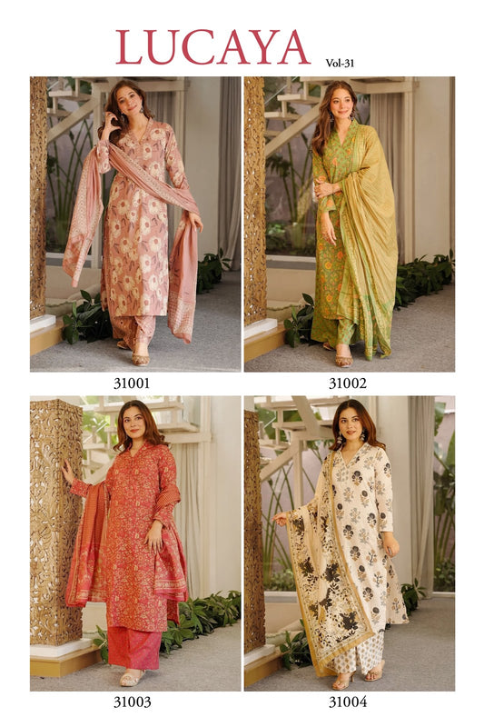 Vol 31 Lucaya Cambric Cotton Readymade Pant Style Suits Manufacturer