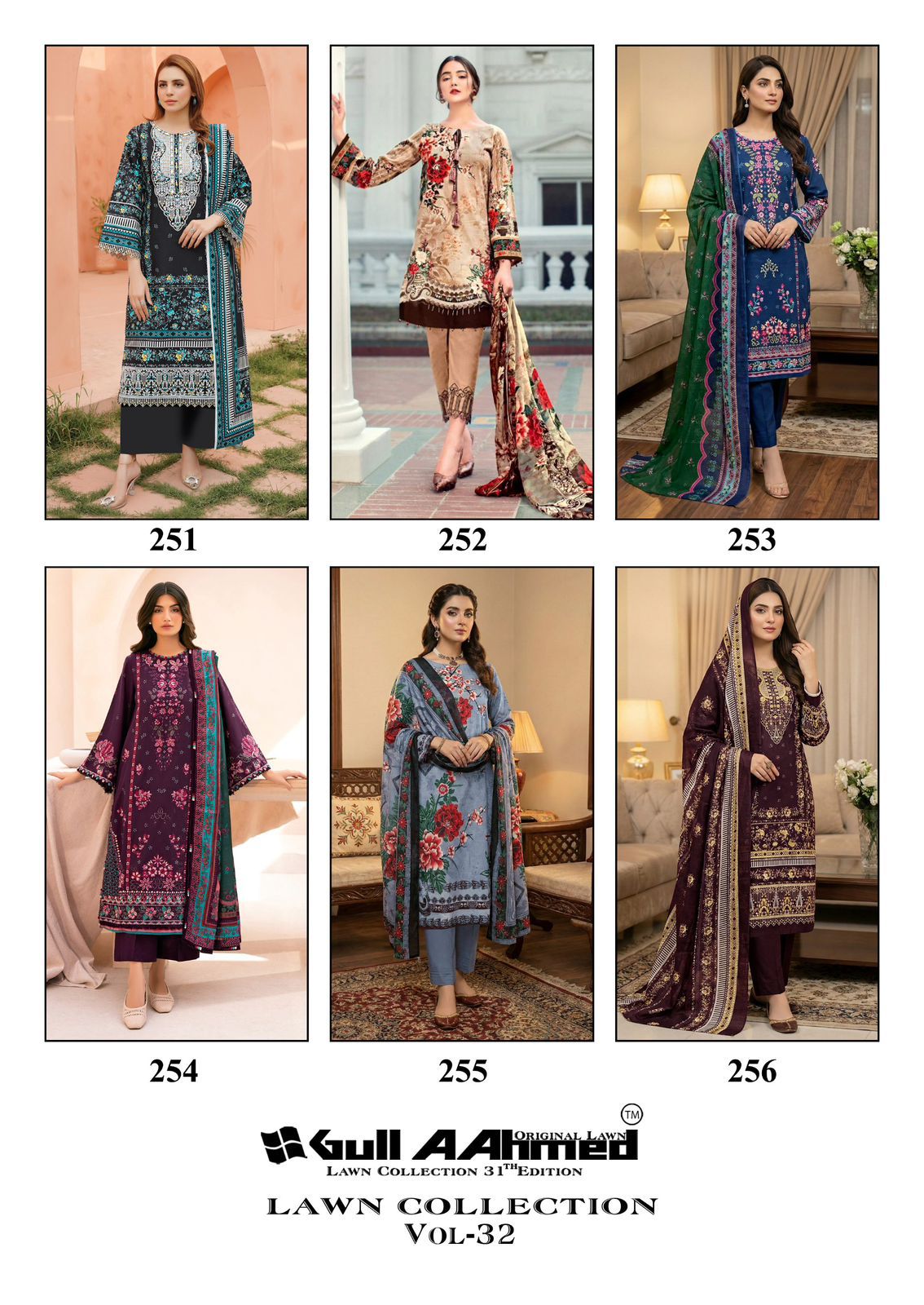 Vol 32 Lawn Collection Gul Ahmed Karachi Salwar Suits Supplier