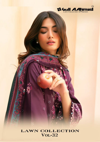 Vol 32 Lawn Collection Gul Ahmed Karachi Salwar Suits Supplier