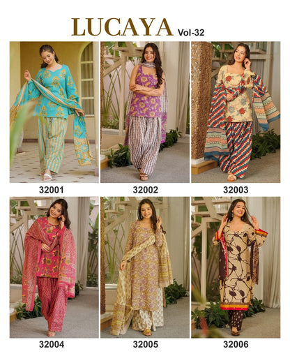 Vol 32 Lucaya Cambric Cotton Readymade Suits Wholesale Price