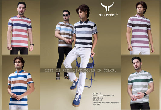 Vol 33 Traptees Auto Stripes Mens Tshirts Exporter Ahmedabad