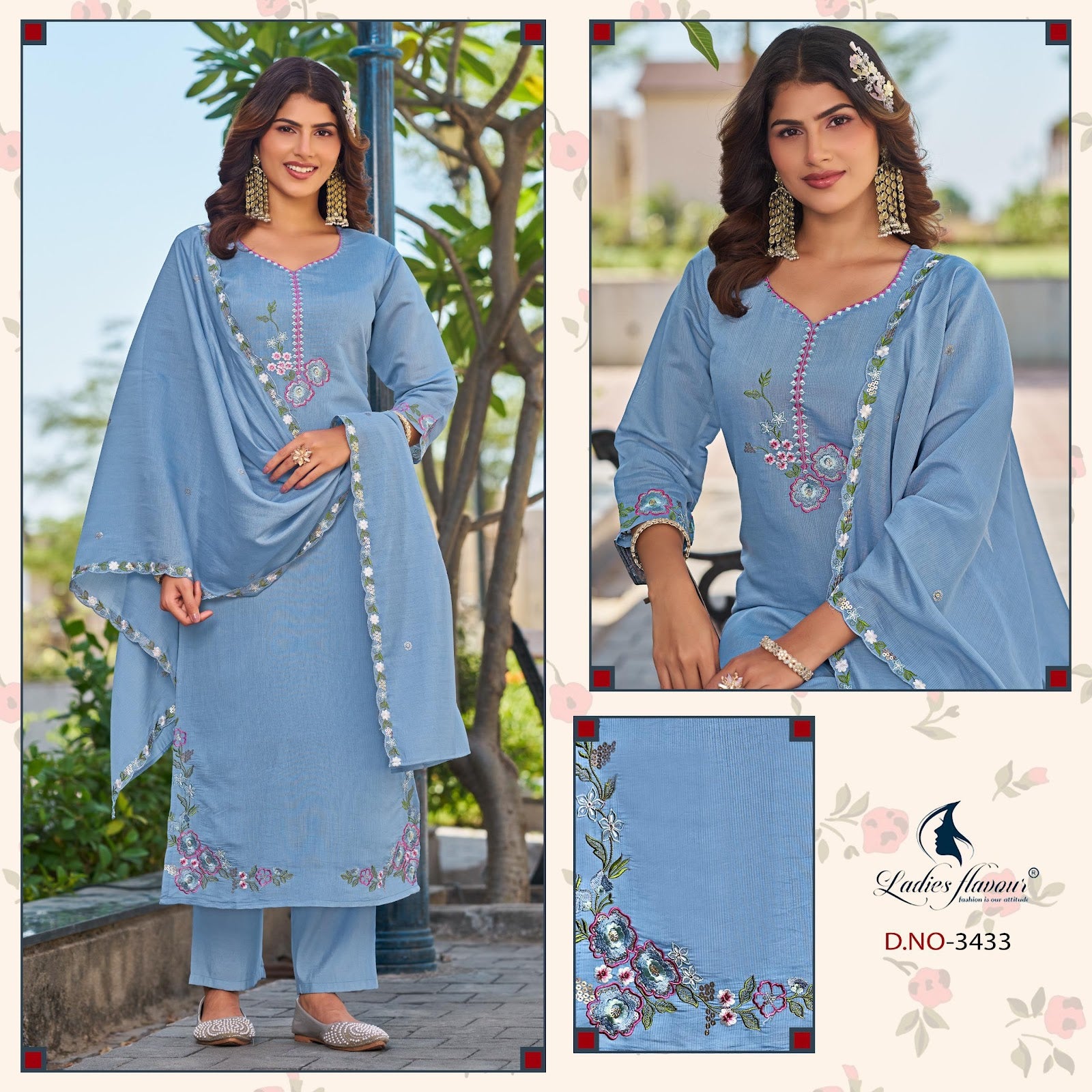 Vol 3432 To 3434 Ladyf Mul Chanderi Readymade Pant Style Suits Manufacturer Ahmedabad