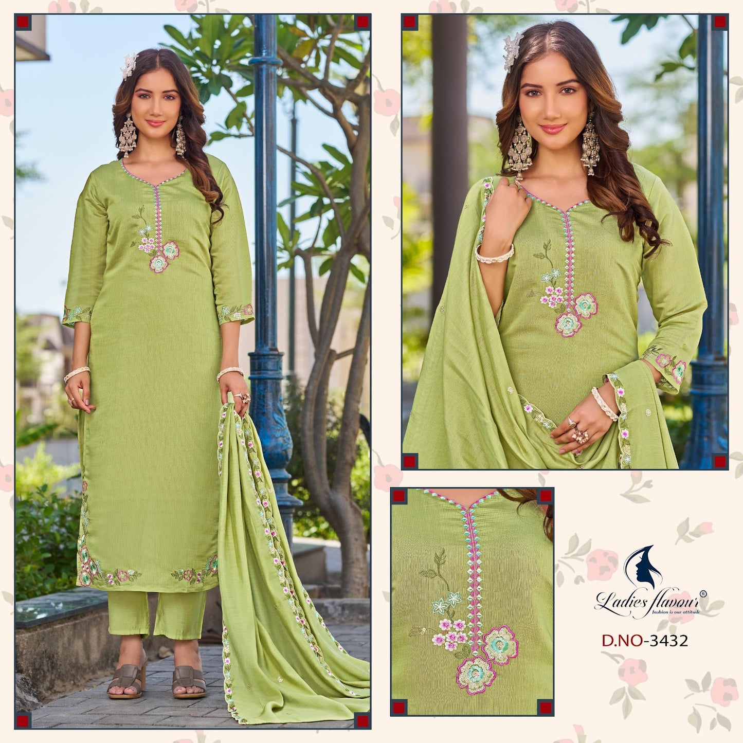 Vol 3432 To 3434 Ladyf Mul Chanderi Readymade Pant Style Suits Manufacturer Ahmedabad