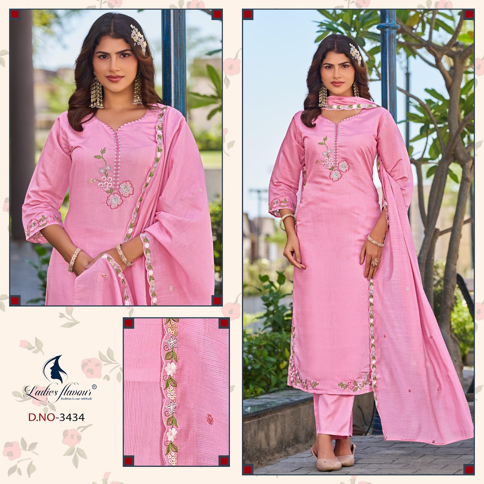 Vol 3432 To 3434 Ladyf Mul Chanderi Readymade Pant Style Suits Manufacturer Ahmedabad