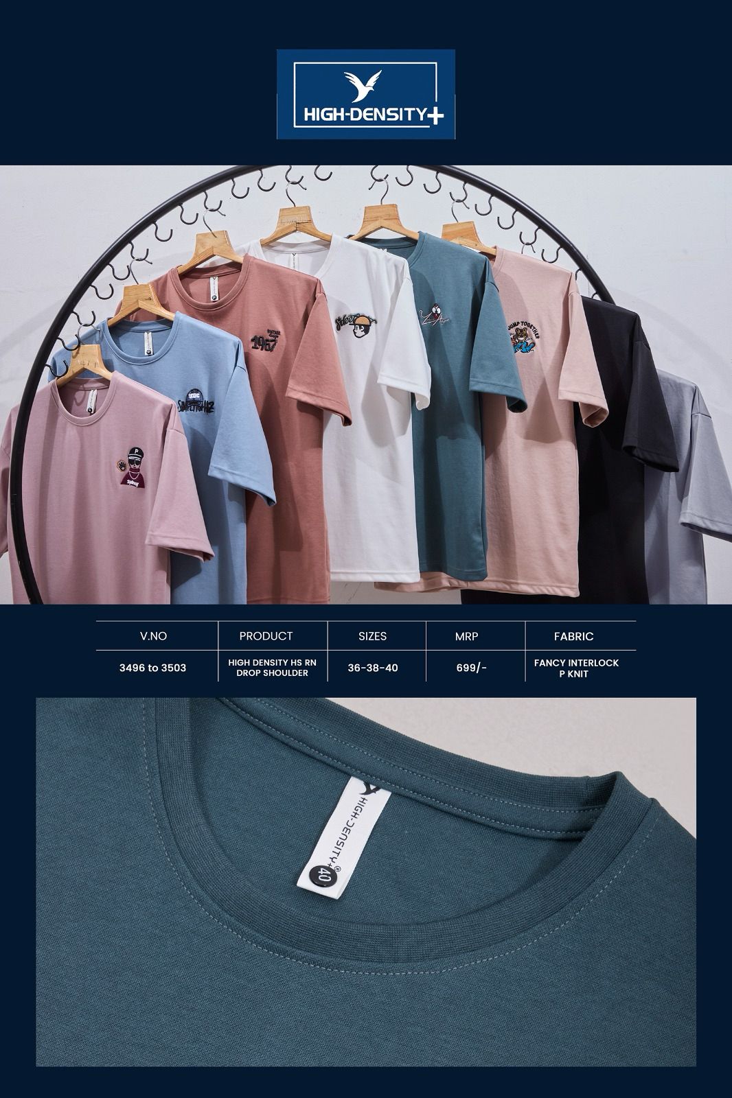 Vol 3496-3503 High Density Interlock Mens Tshirts Manufacturer