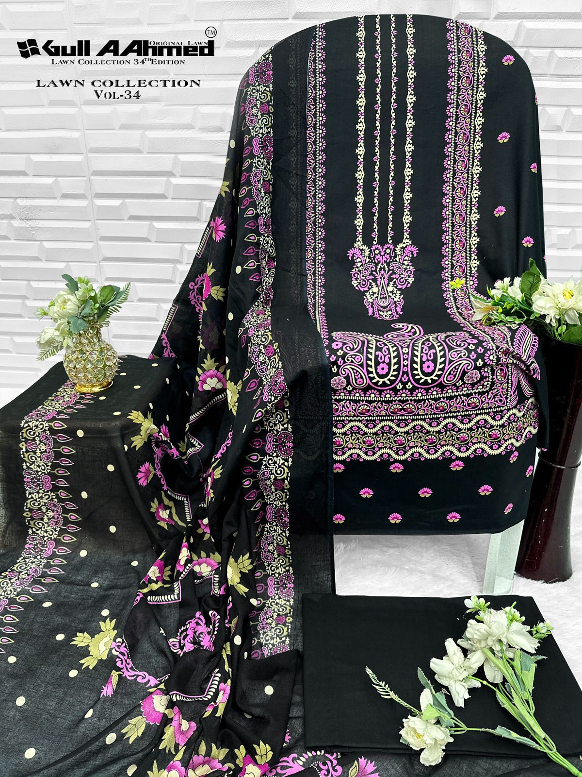 Vol 34 Lawn Collection Gul Ahmed Karachi Salwar Suits Supplier Ahmedabad