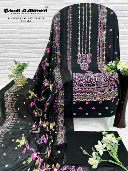 Vol 34 Lawn Collection Gul Ahmed Karachi Salwar Suits Supplier Ahmedabad