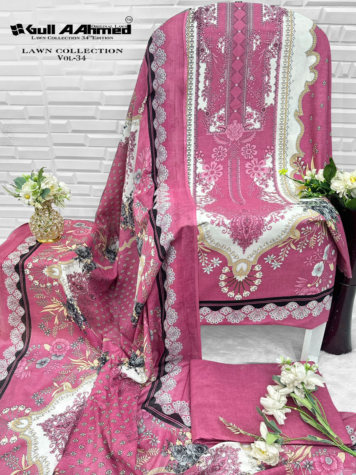 Vol 34 Lawn Collection Gul Ahmed Karachi Salwar Suits Supplier Ahmedabad