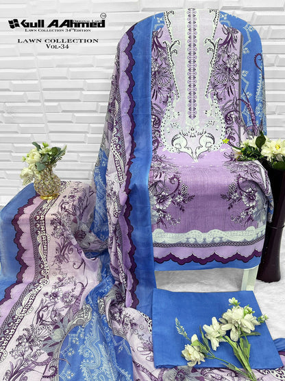 Vol 34 Lawn Collection Gul Ahmed Karachi Salwar Suits Supplier Ahmedabad