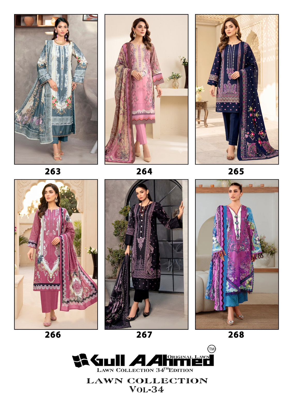Vol 34 Lawn Collection Gul Ahmed Karachi Salwar Suits Supplier Ahmedabad
