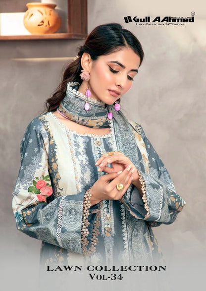 Vol 34 Lawn Collection Gul Ahmed Karachi Salwar Suits Supplier Ahmedabad