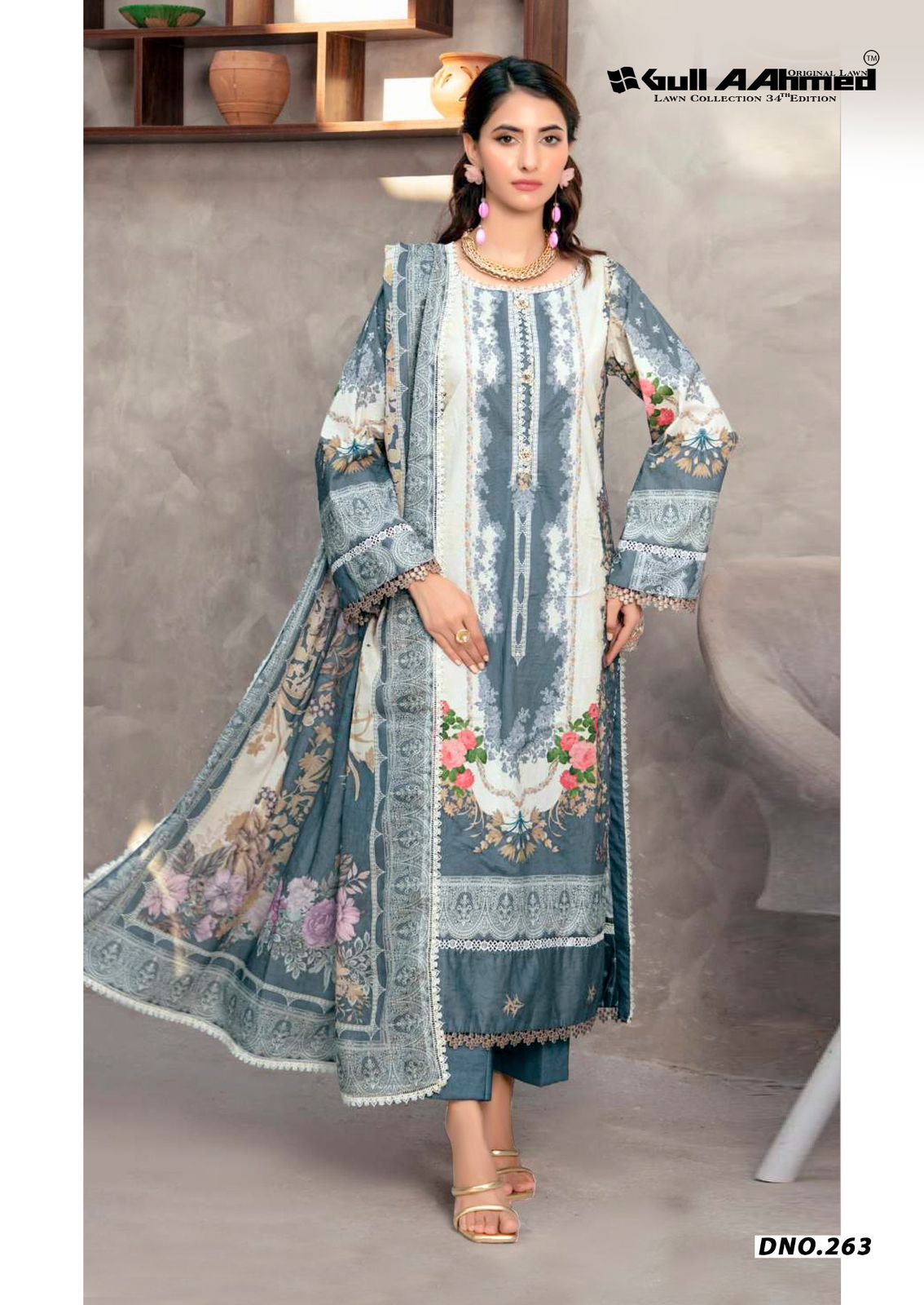 Vol 34 Lawn Collection Gul Ahmed Karachi Salwar Suits Supplier Ahmedabad