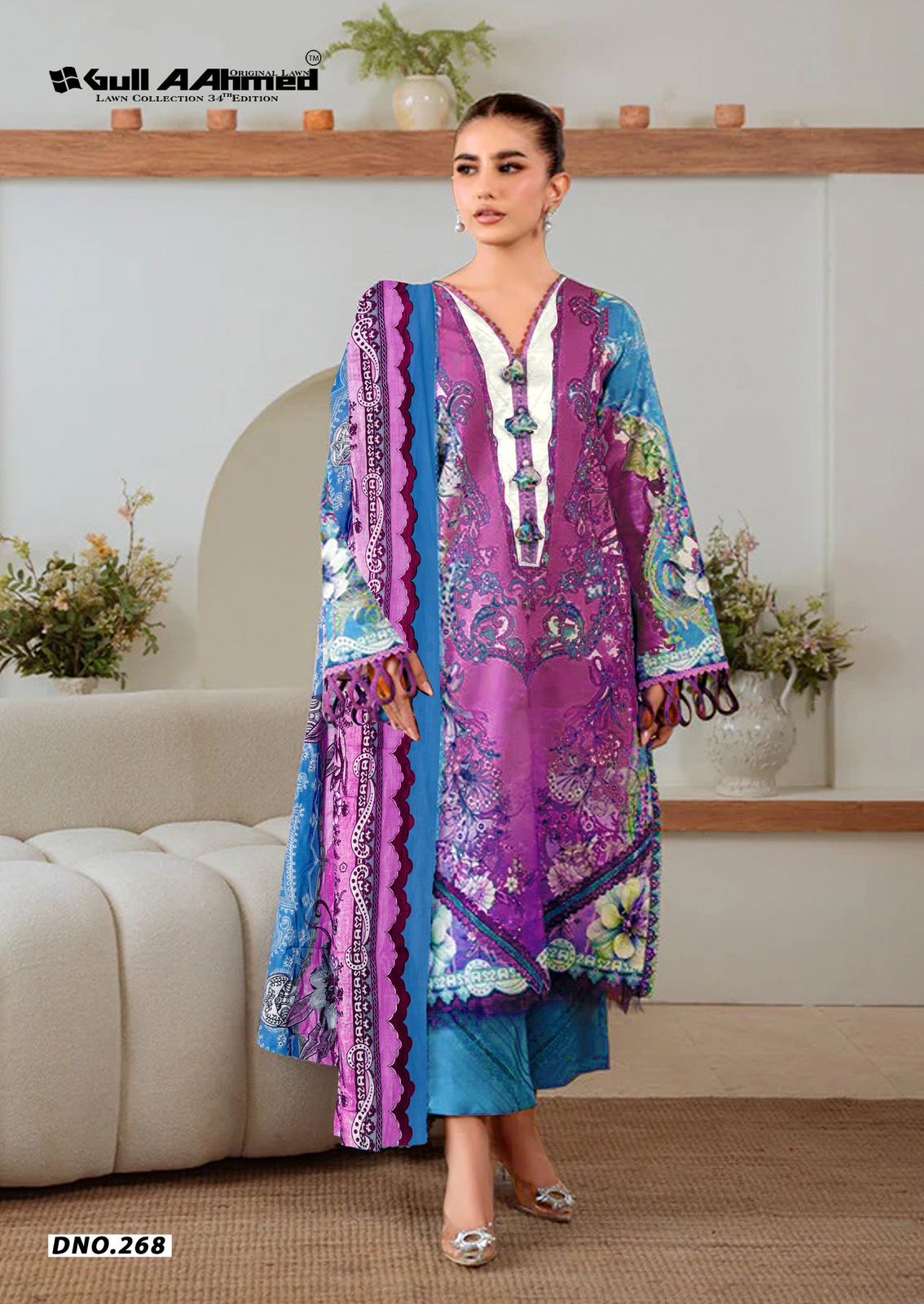 Vol 34 Lawn Collection Gul Ahmed Karachi Salwar Suits Supplier Ahmedabad