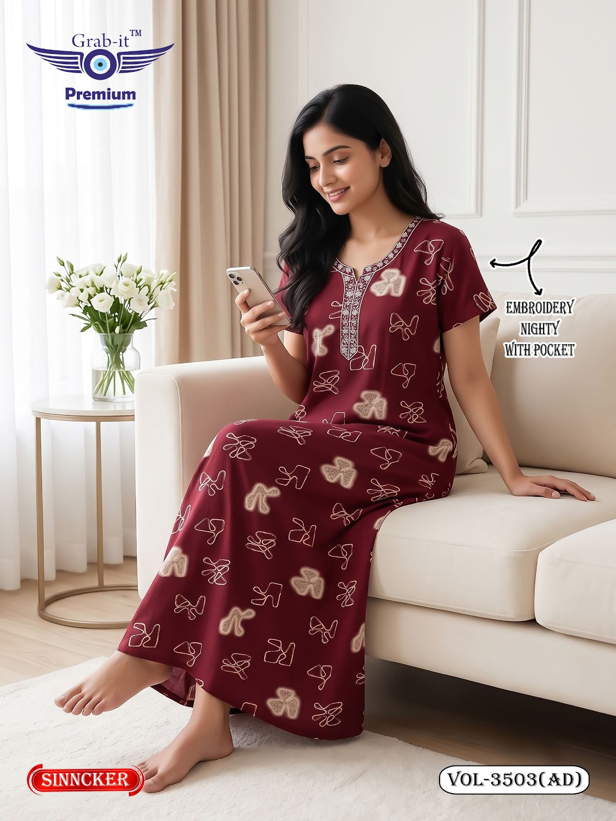Vol 3503 Ad Grab It Sincker Night Gowns Wholesaler