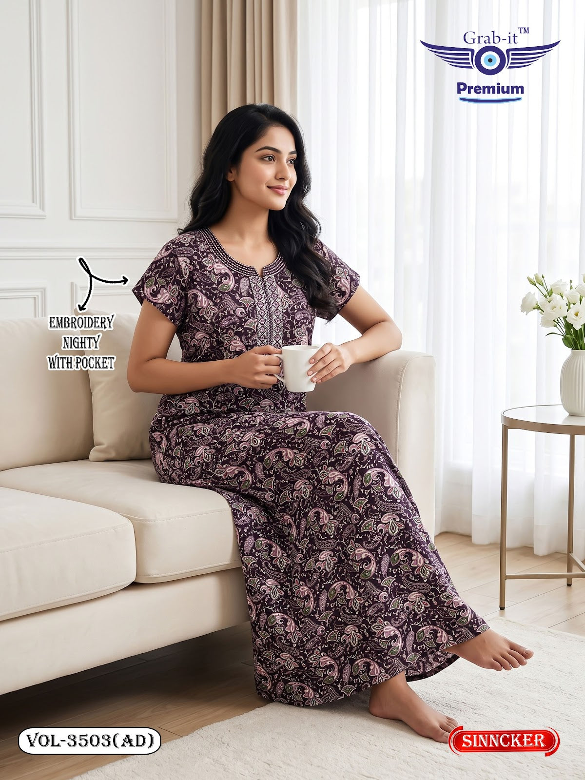 Vol 3503 Ad Grab It Sincker Night Gowns Wholesaler