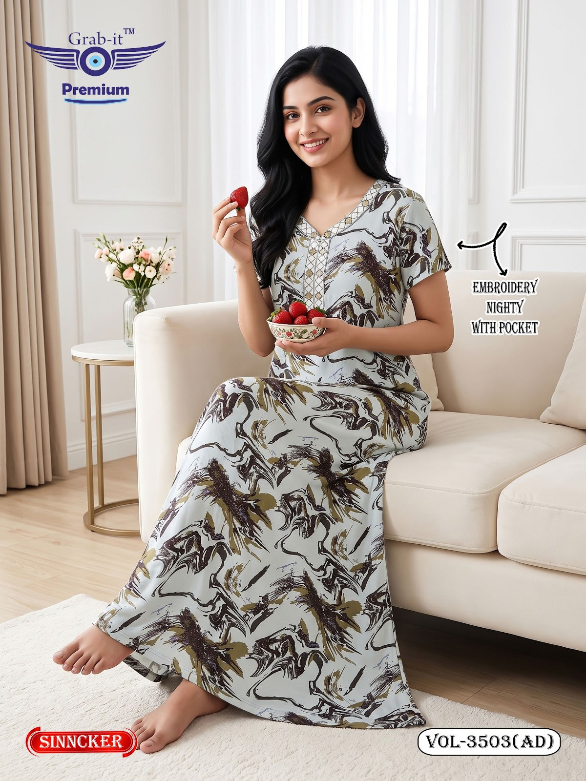 Vol 3503 Ad Grab It Sincker Night Gowns Wholesaler