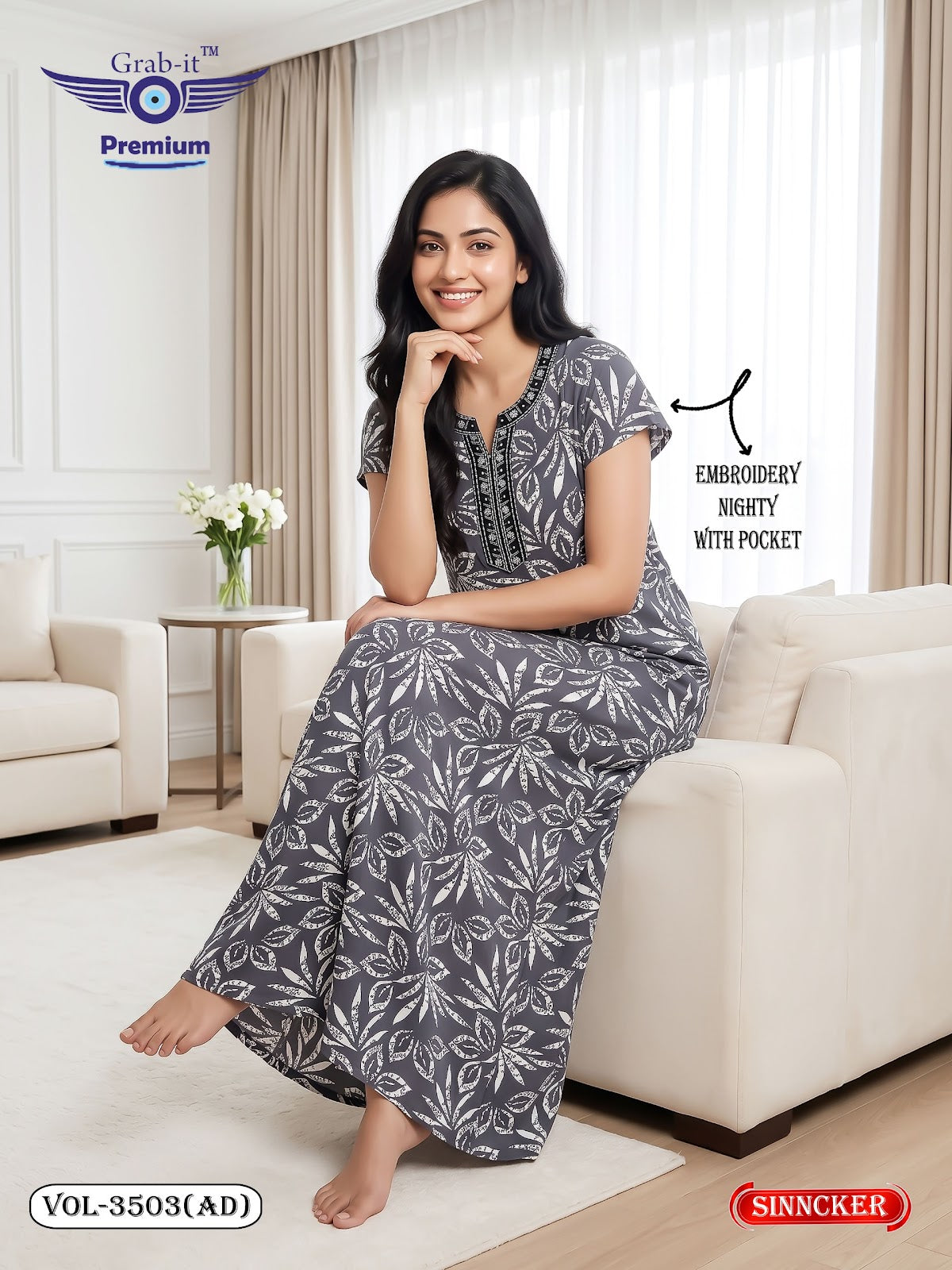 Vol 3503 Ad Grab It Sincker Night Gowns Wholesaler