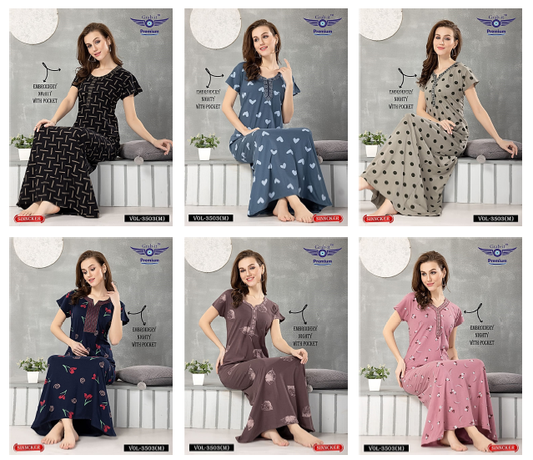 Print Vol 3503 M Grab It Sinker Night Gowns Wholesaler India
