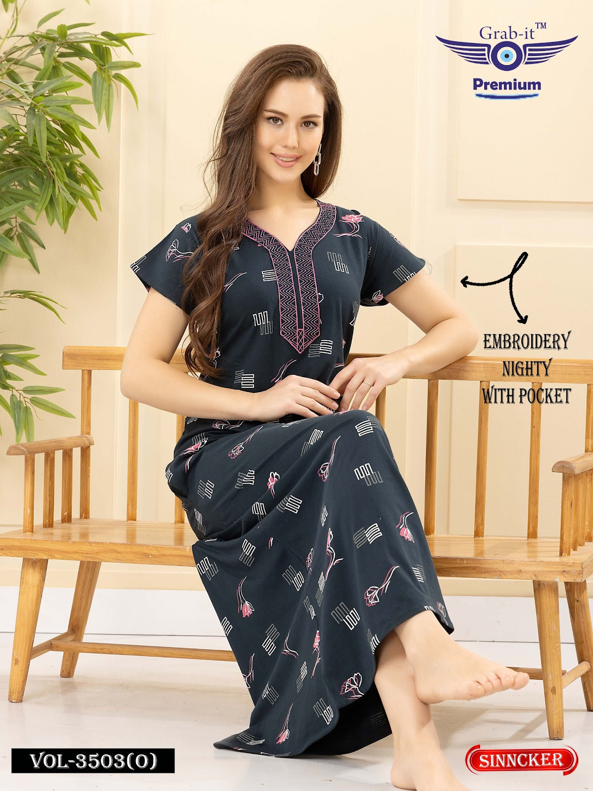 Vol 3503 O Grab It Sinker Night Gowns Wholesale Price