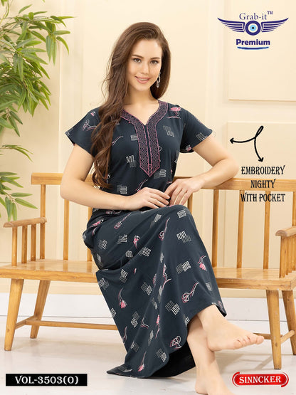 Vol 3503 O Grab It Sinker Night Gowns Wholesale Price