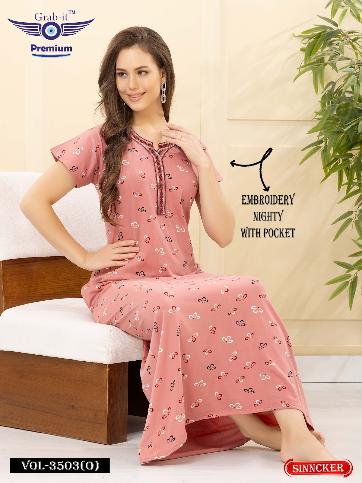 Vol 3503 O Grab It Sinker Night Gowns Wholesale Price