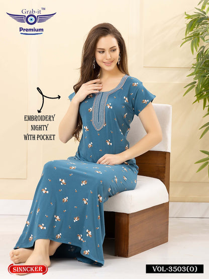 Vol 3503 O Grab It Sinker Night Gowns Wholesale Price