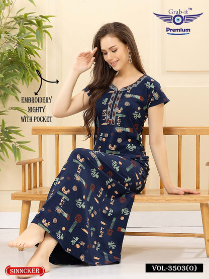 Vol 3503 O Grab It Sinker Night Gowns Wholesale Price
