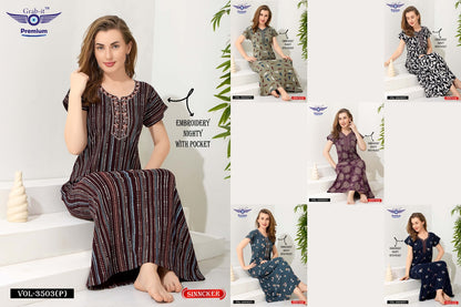 Vol 3503 P Grab It Sinker Night Gowns Supplier Ahmedabad
