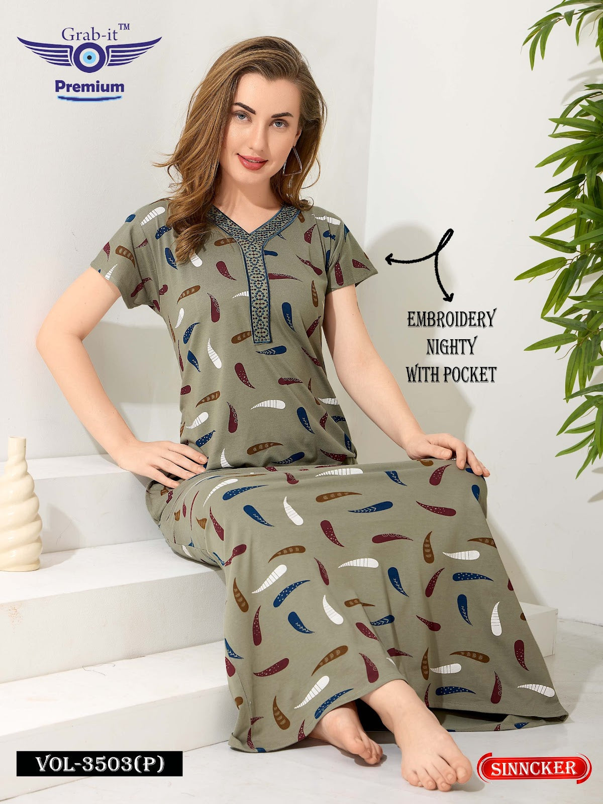 Vol 3503 P Grab It Sinker Night Gowns Supplier Ahmedabad
