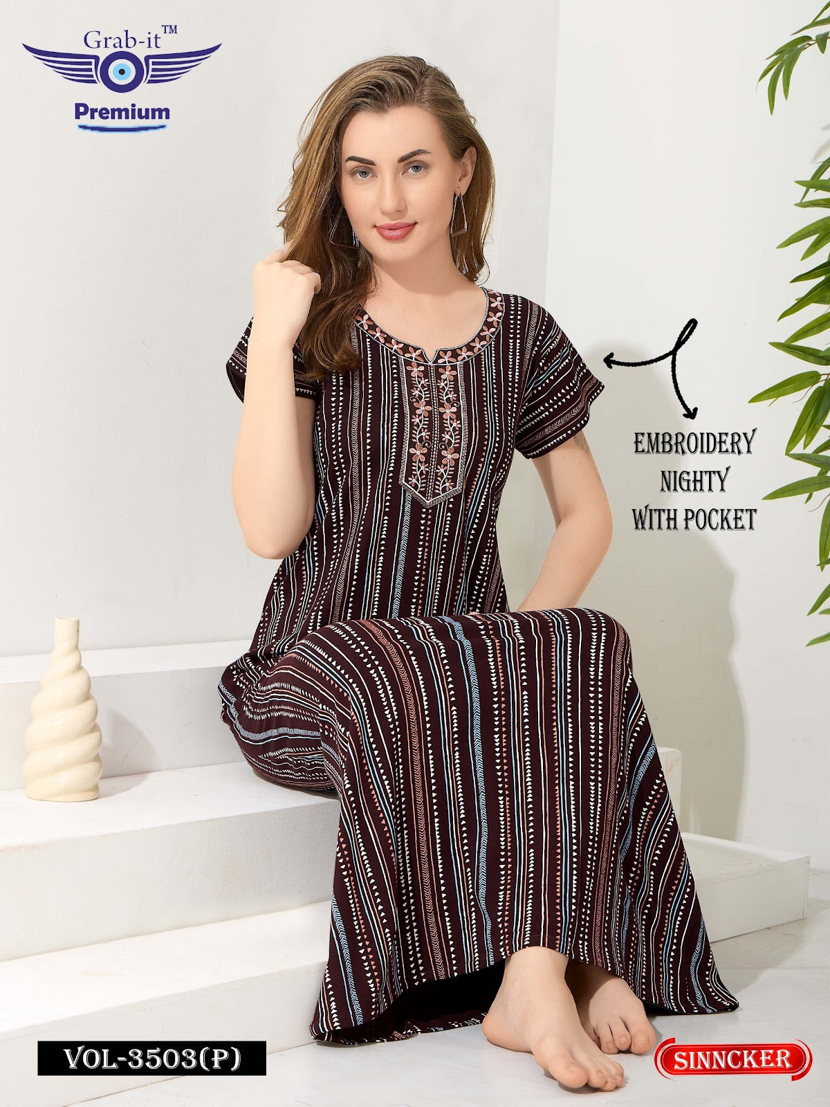 Vol 3503 P Grab It Sinker Night Gowns Supplier Ahmedabad