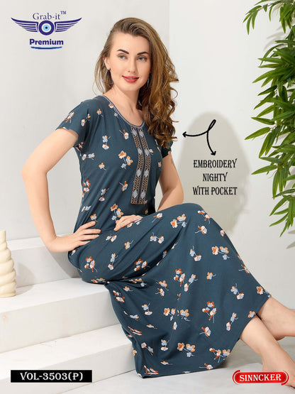 Vol 3503 P Grab It Sinker Night Gowns Supplier Ahmedabad
