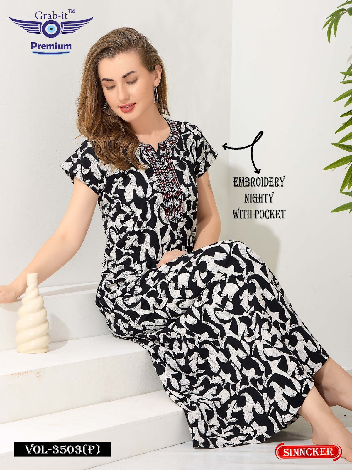 Vol 3503 P Grab It Sinker Night Gowns Supplier Ahmedabad