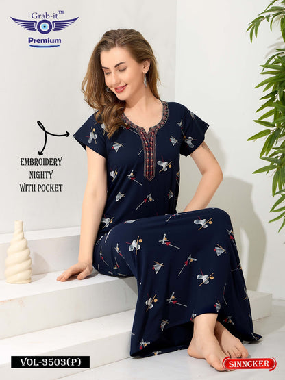 Vol 3503 P Grab It Sinker Night Gowns Supplier Ahmedabad