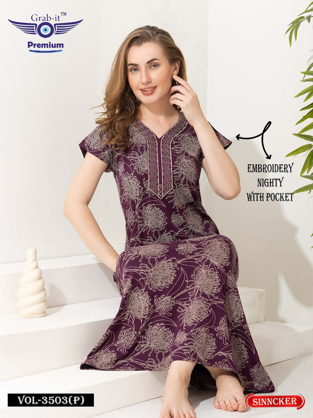 Vol 3503 P Grab It Sinker Night Gowns Supplier Ahmedabad