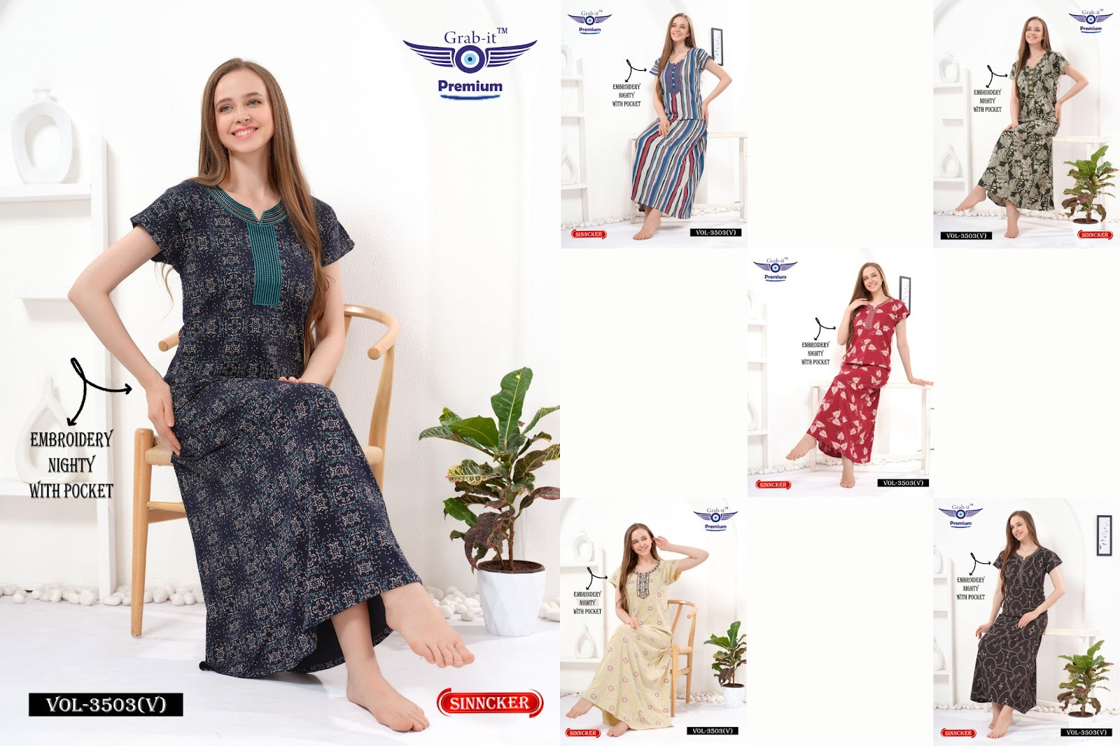 Vol 3503 V Grab It Sinker Night Gowns Wholesale Price