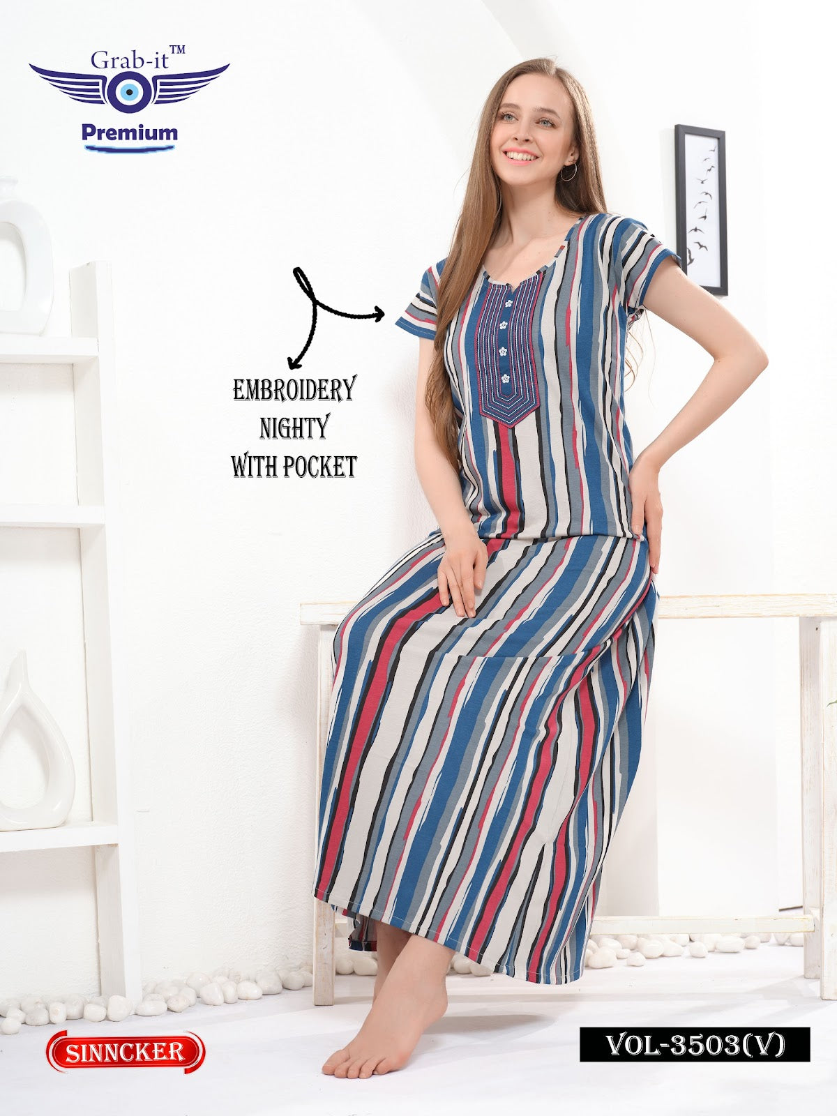 Vol 3503 V Grab It Sinker Night Gowns Wholesale Price