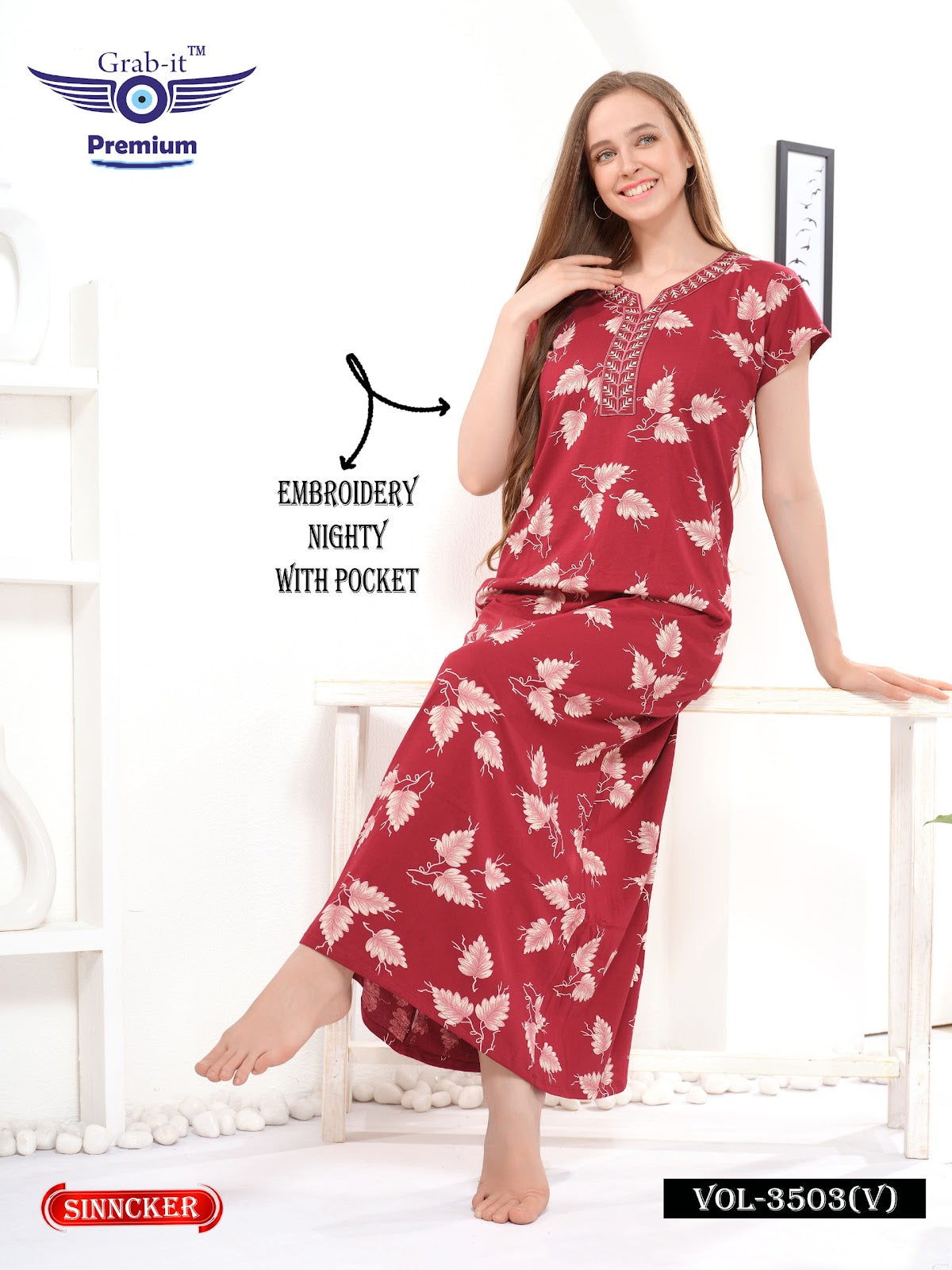 Vol 3503 V Grab It Sinker Night Gowns Wholesale Price