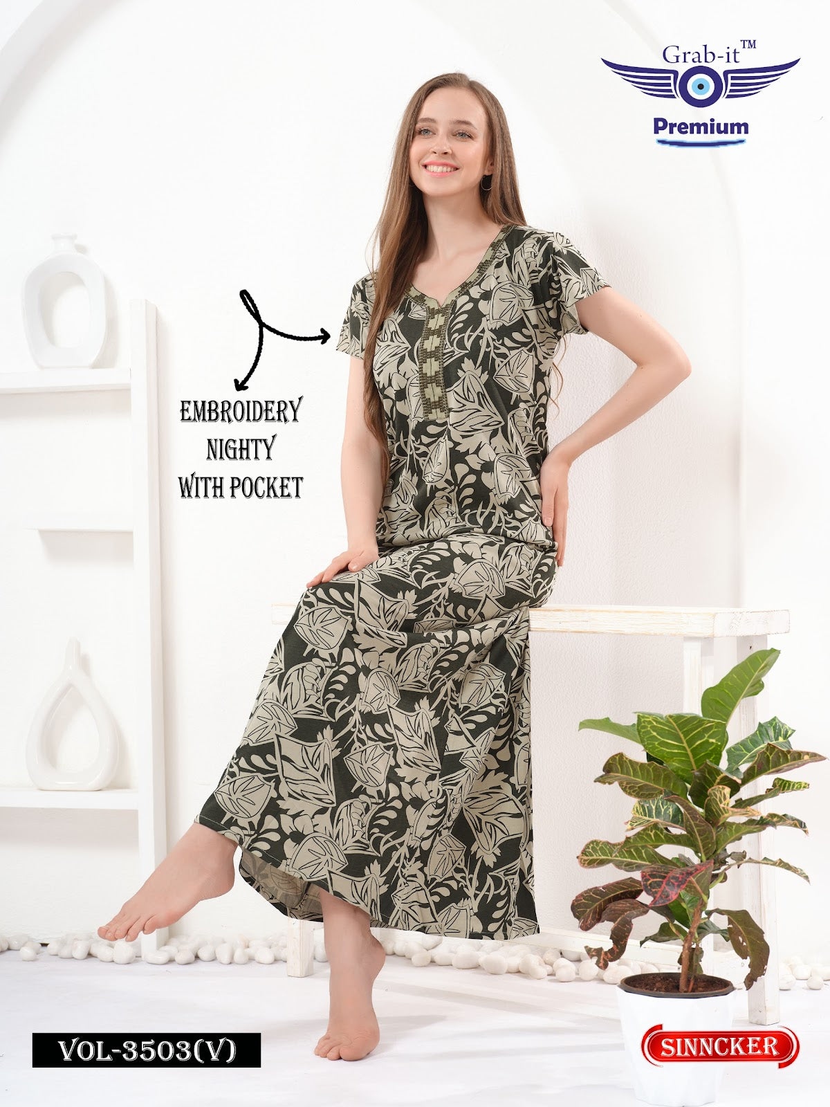 Vol 3503 V Grab It Sinker Night Gowns Wholesale Price