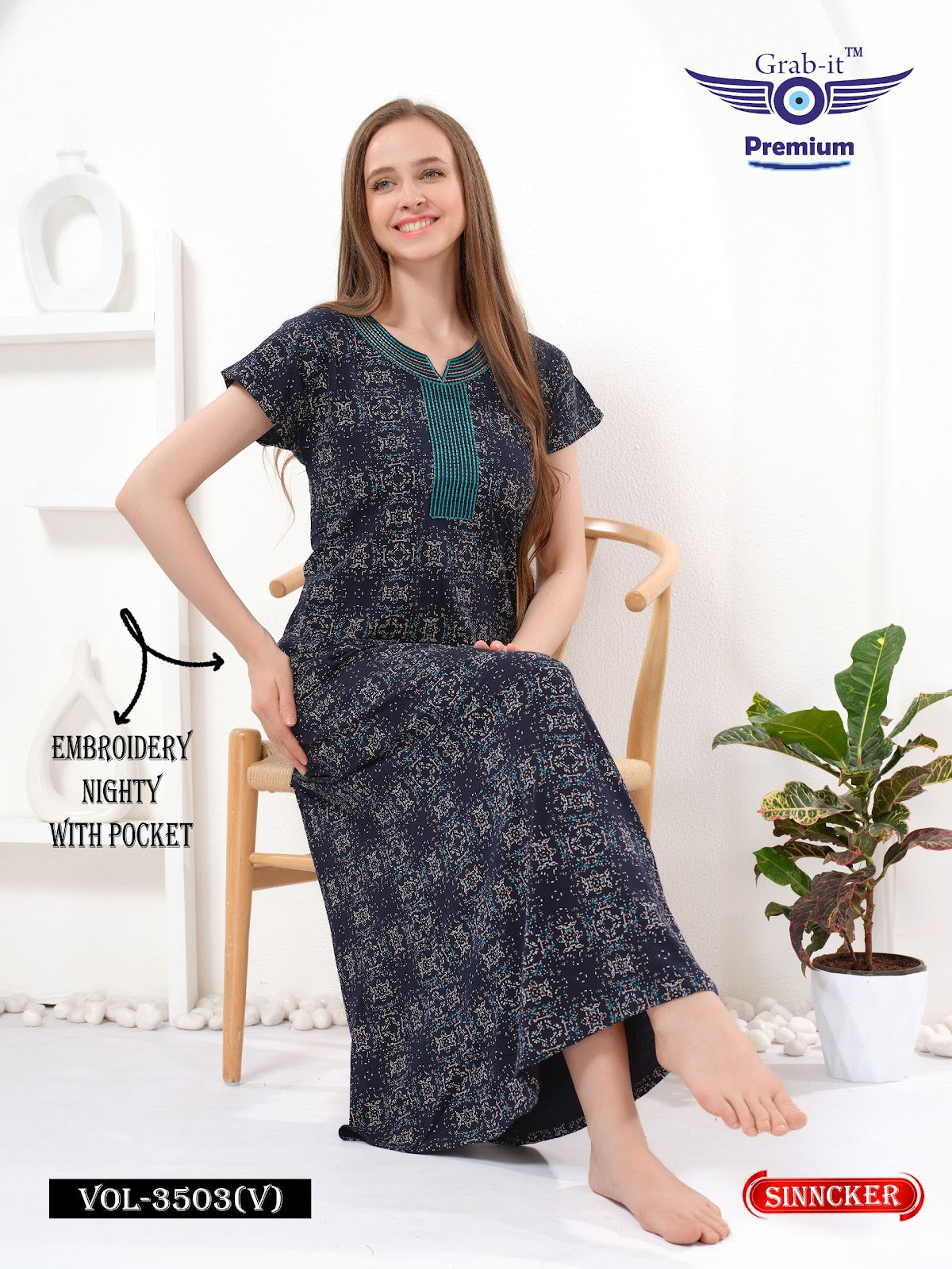 Vol 3503 V Grab It Sinker Night Gowns Wholesale Price