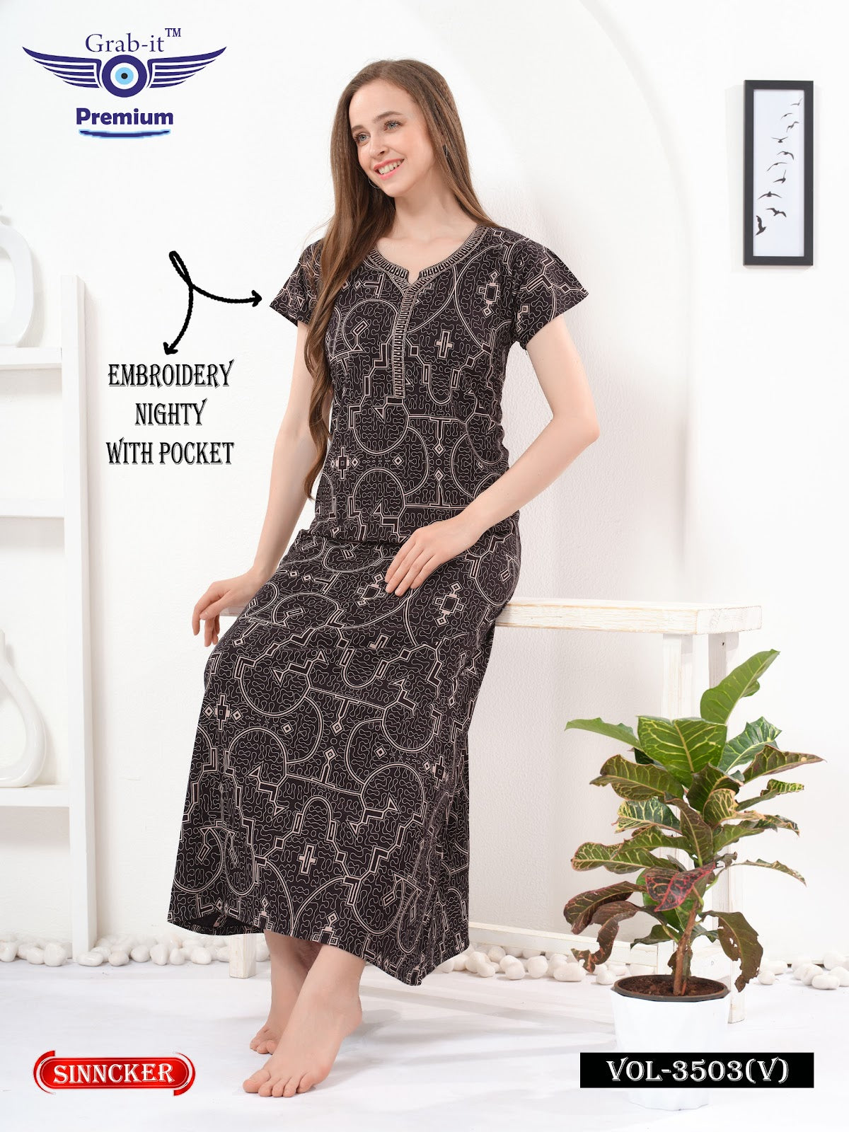 Vol 3503 V Grab It Sinker Night Gowns Wholesale Price