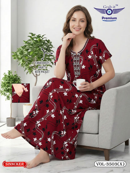 Vol 3503 X Grab It Sinker Night Gowns Wholesaler Gujarat