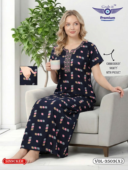 Vol 3503 X Grab It Sinker Night Gowns Wholesaler Gujarat