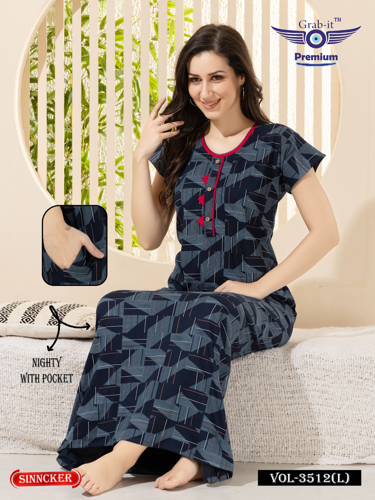 Vol 3512 L Grab It Sinker Night Gowns Wholesale Price