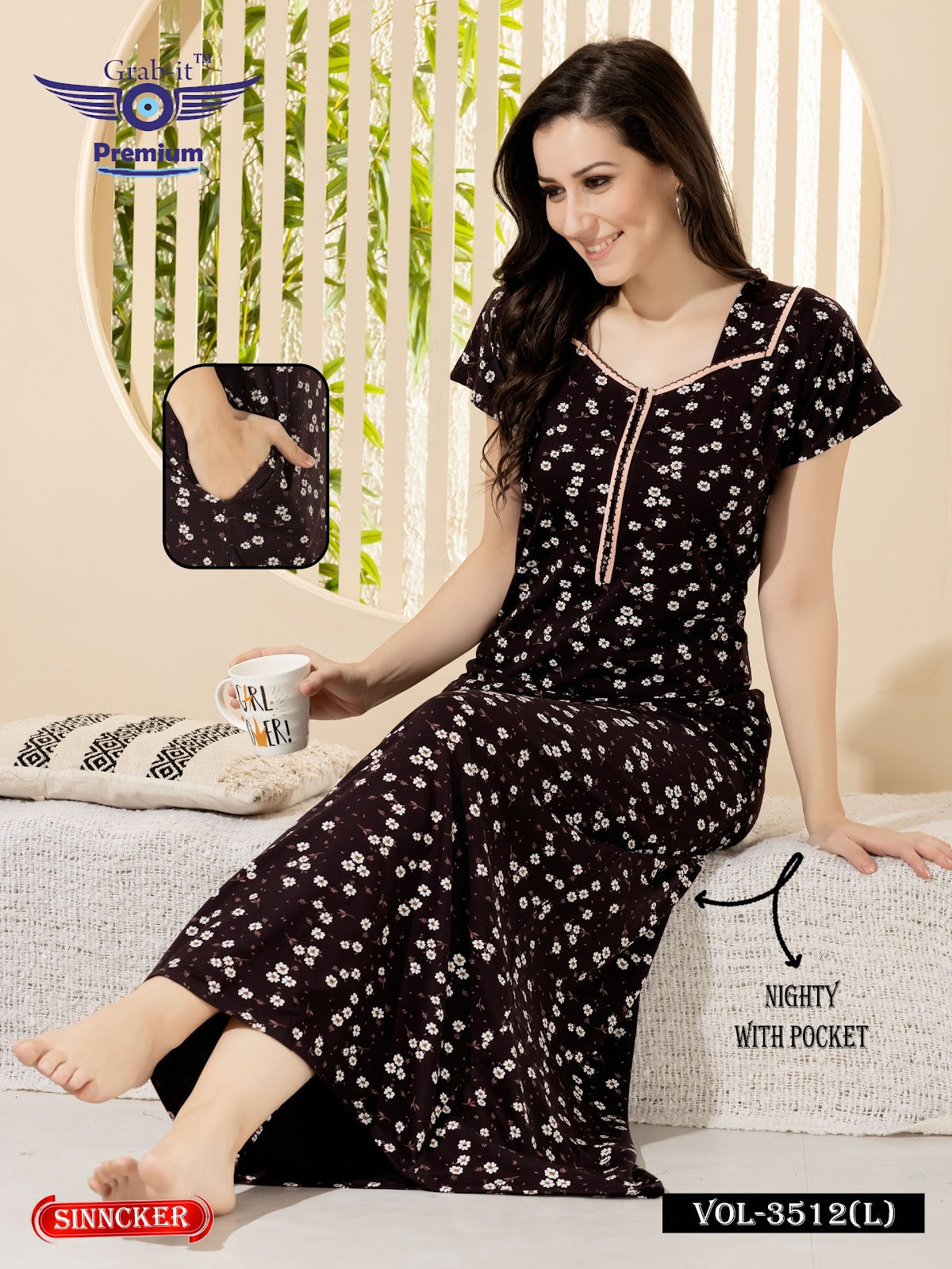 Vol 3512 L Grab It Sinker Night Gowns Wholesale Price